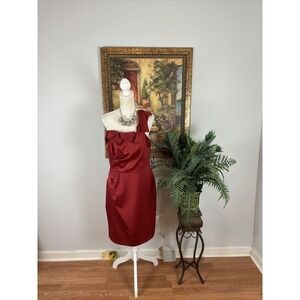 Chris McLaughlin Women Size 12 Strapless One Shoulder Neckline Ruched Burgundy